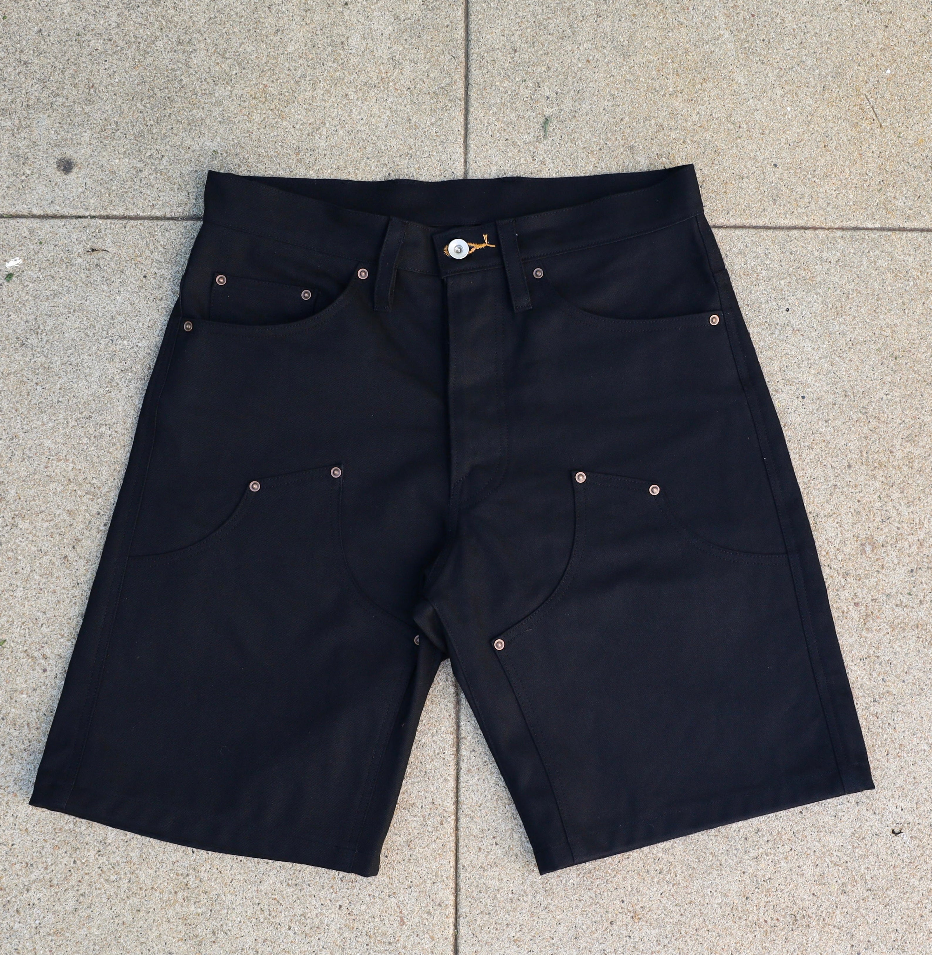 13oz Black Cotton Duck Double Knee Shorts