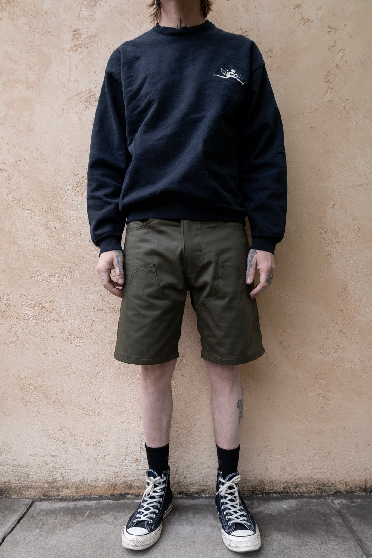 8.5oz Olive Twill Double Knee Shorts