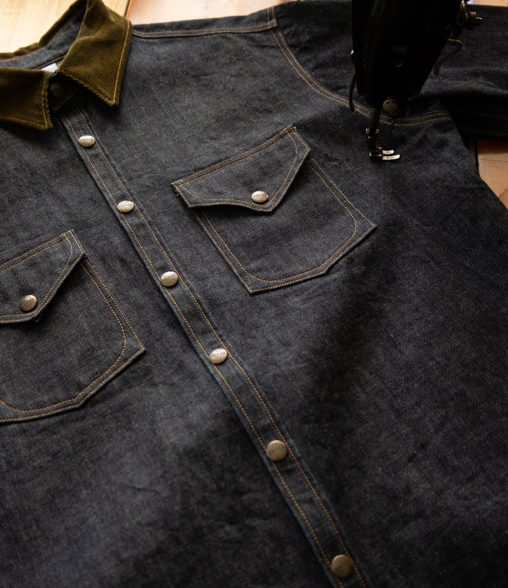14oz Indigo Snap Front Work Shirt