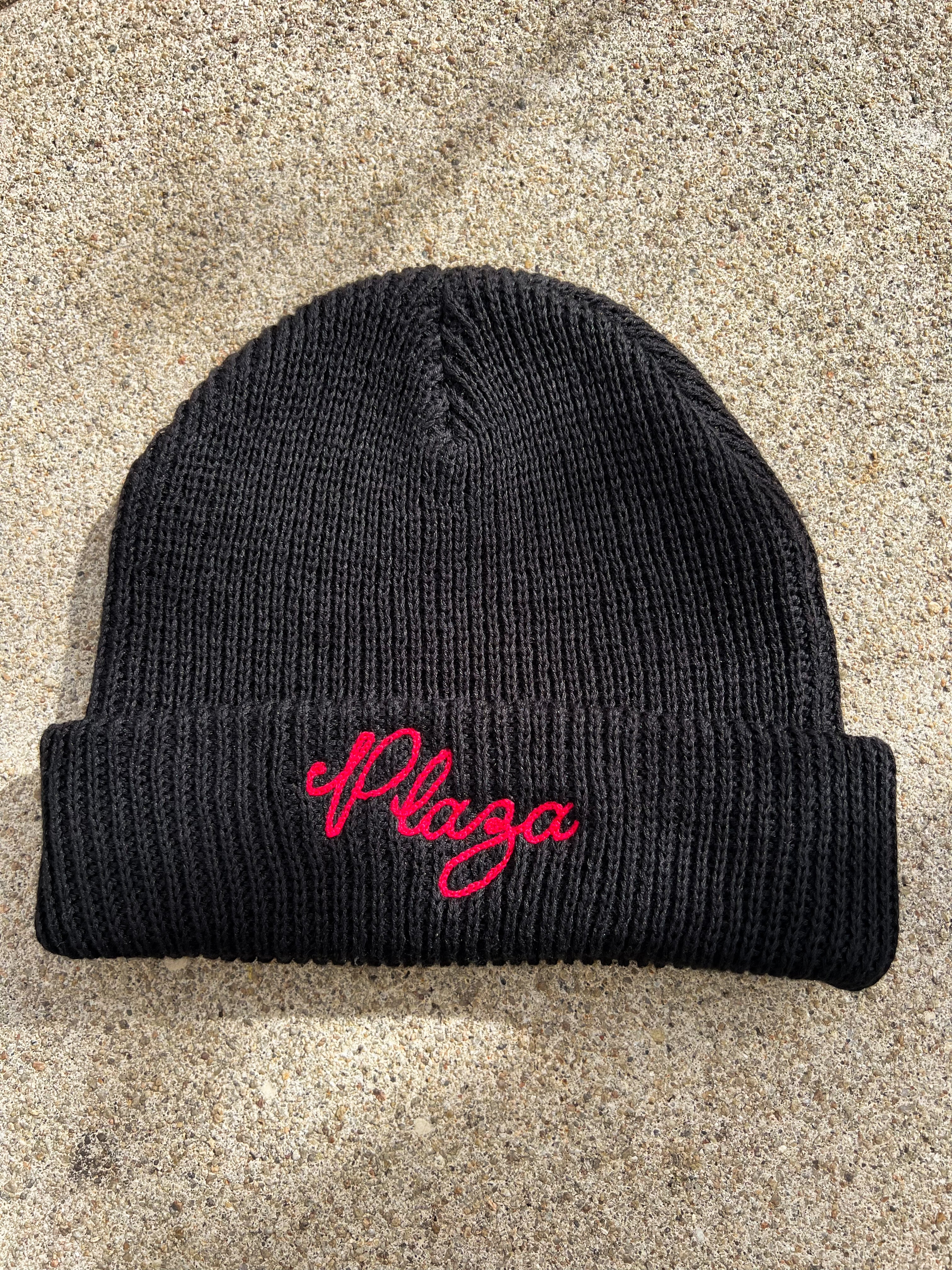 Knit Chainstitch Beanie - Black