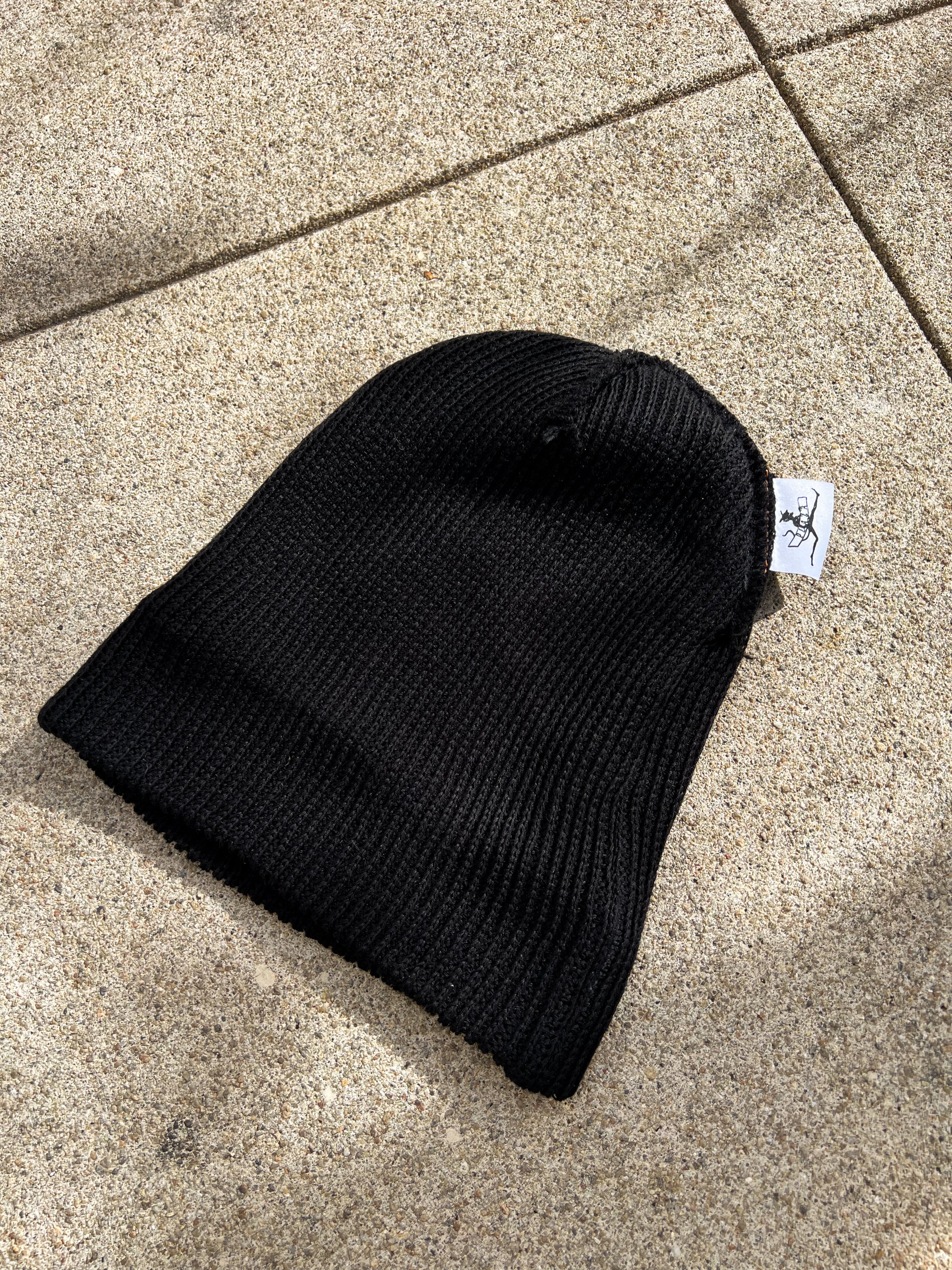 Knit Chainstitch Beanie - Black