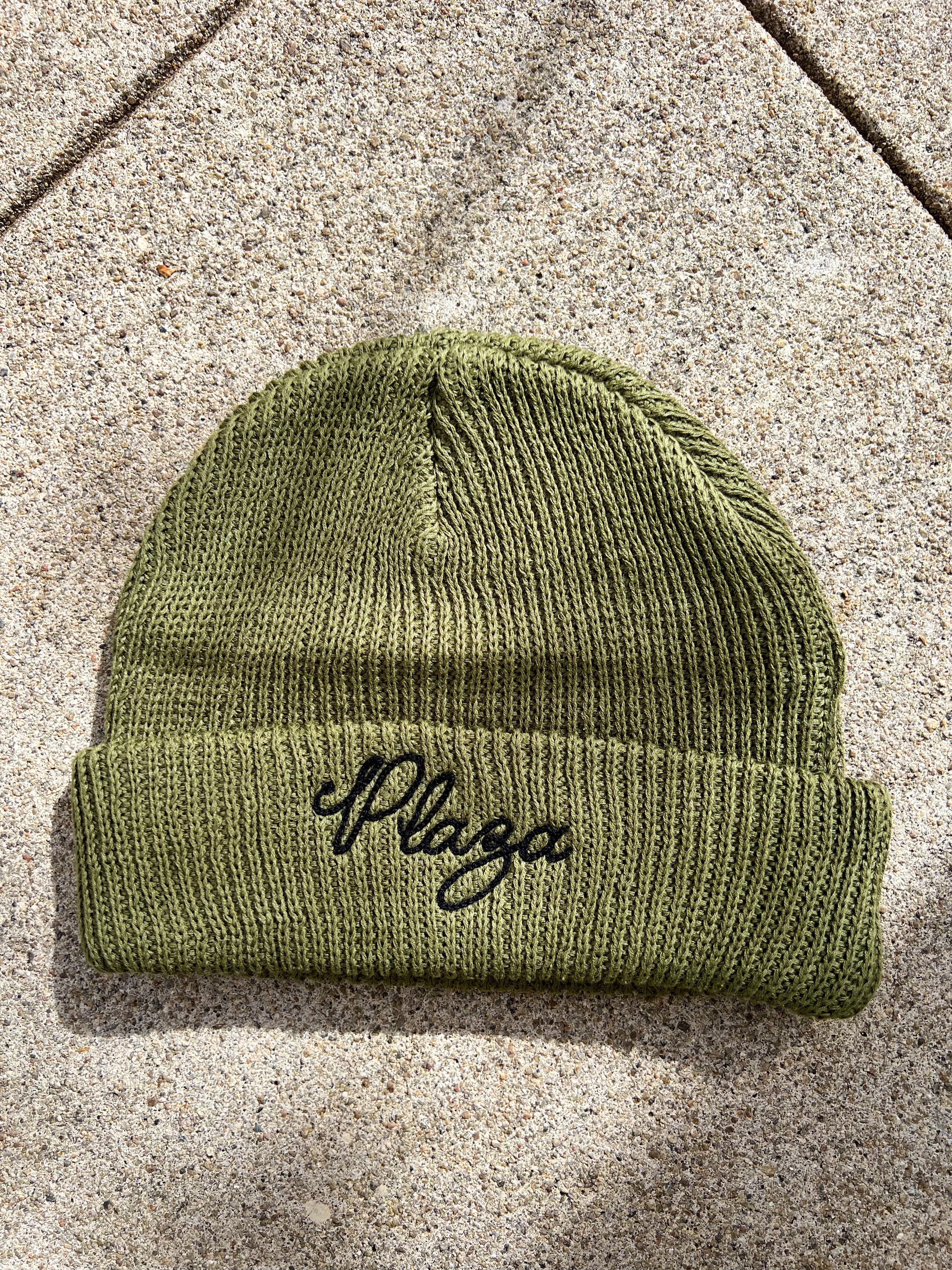 Knit Chainstitch Beanie - Olive