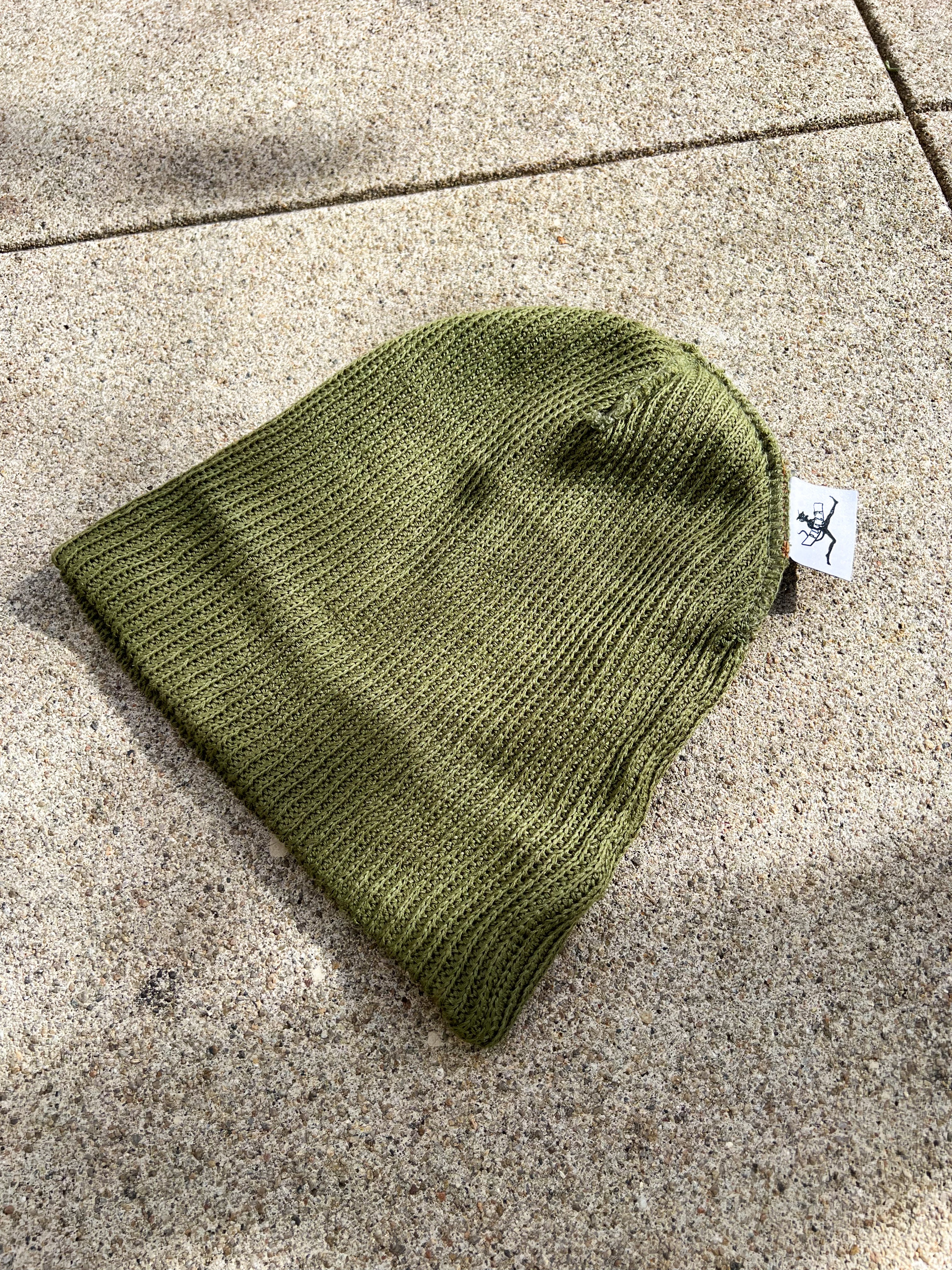 Knit Chainstitch Beanie - Olive