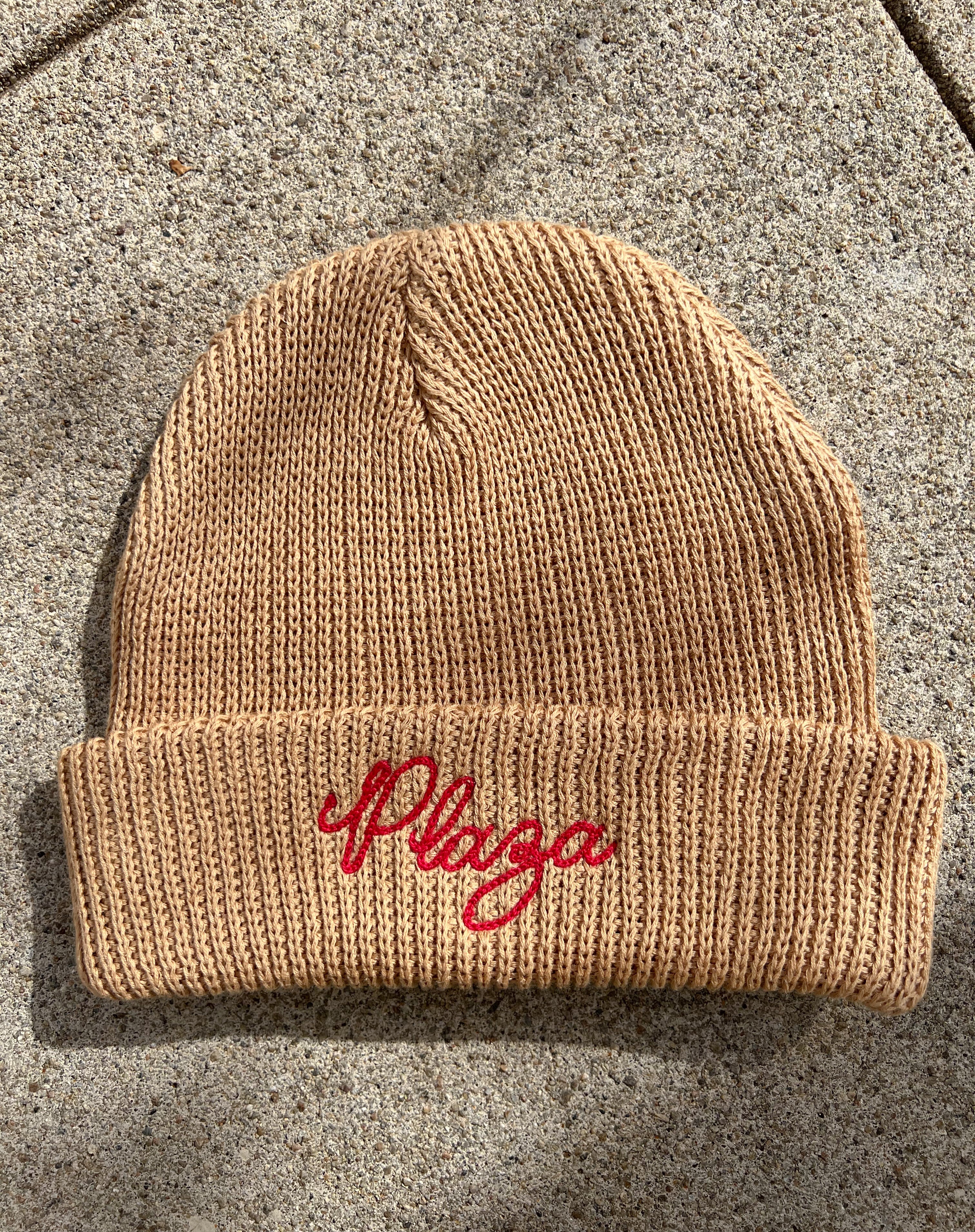 Knit Chainstitch Beanie - Camel