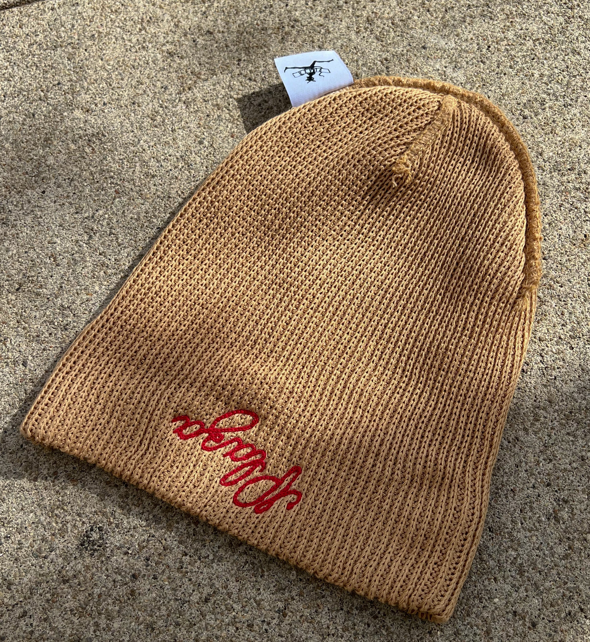 Knit Chainstitch Beanie - Camel