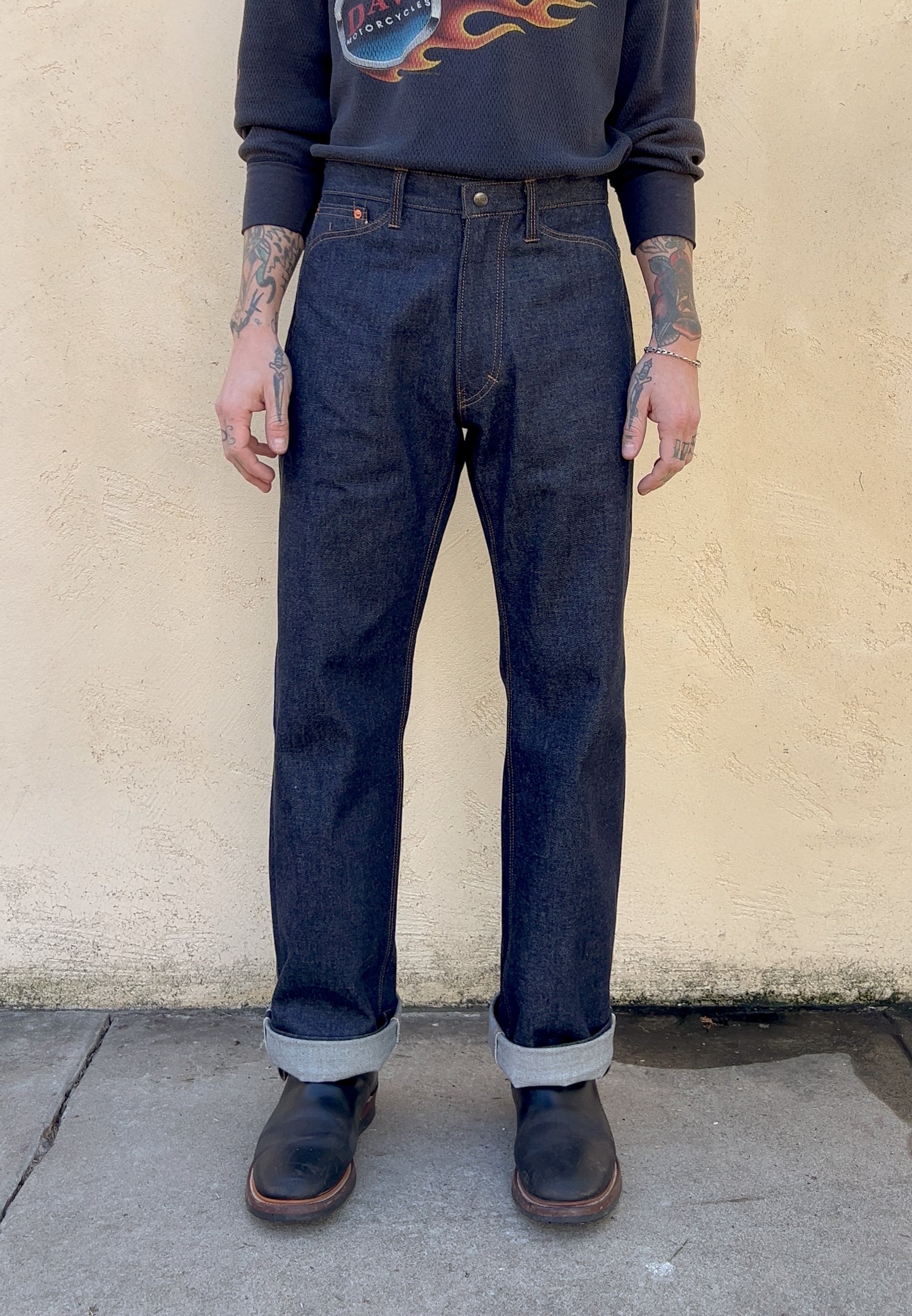 14oz Dark Indigo Selvedge Denim - Wide Straight