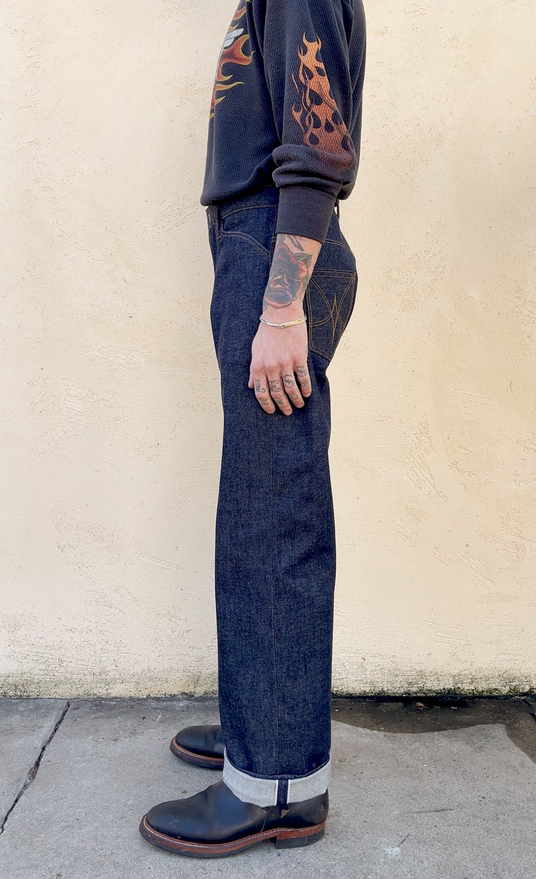 14oz Dark Indigo Selvedge Denim - Wide Straight