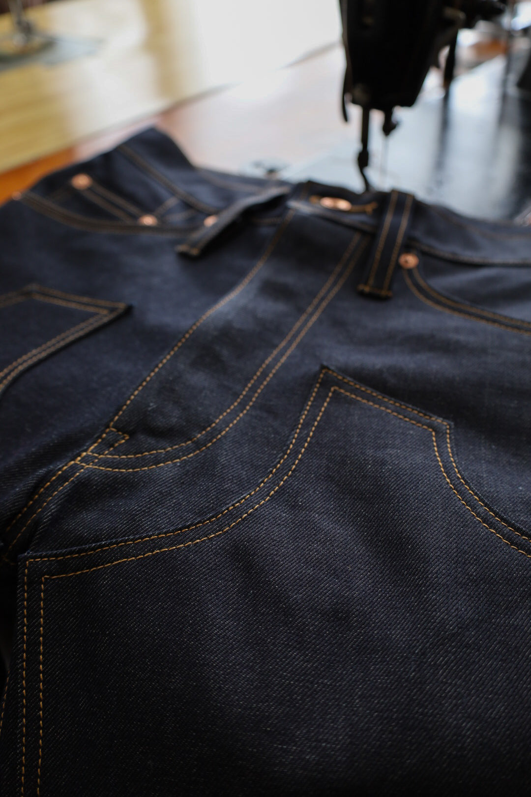 14oz Dark Indigo Double Knee Jeans - Relaxed Straight