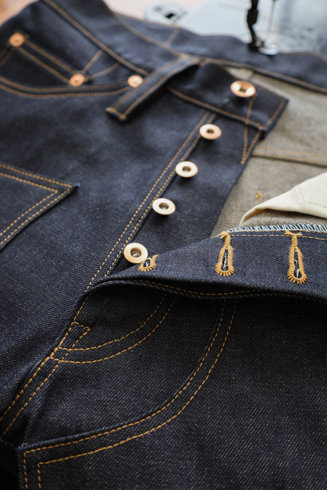 14oz Dark Indigo Double Knee Jeans - Relaxed Straight