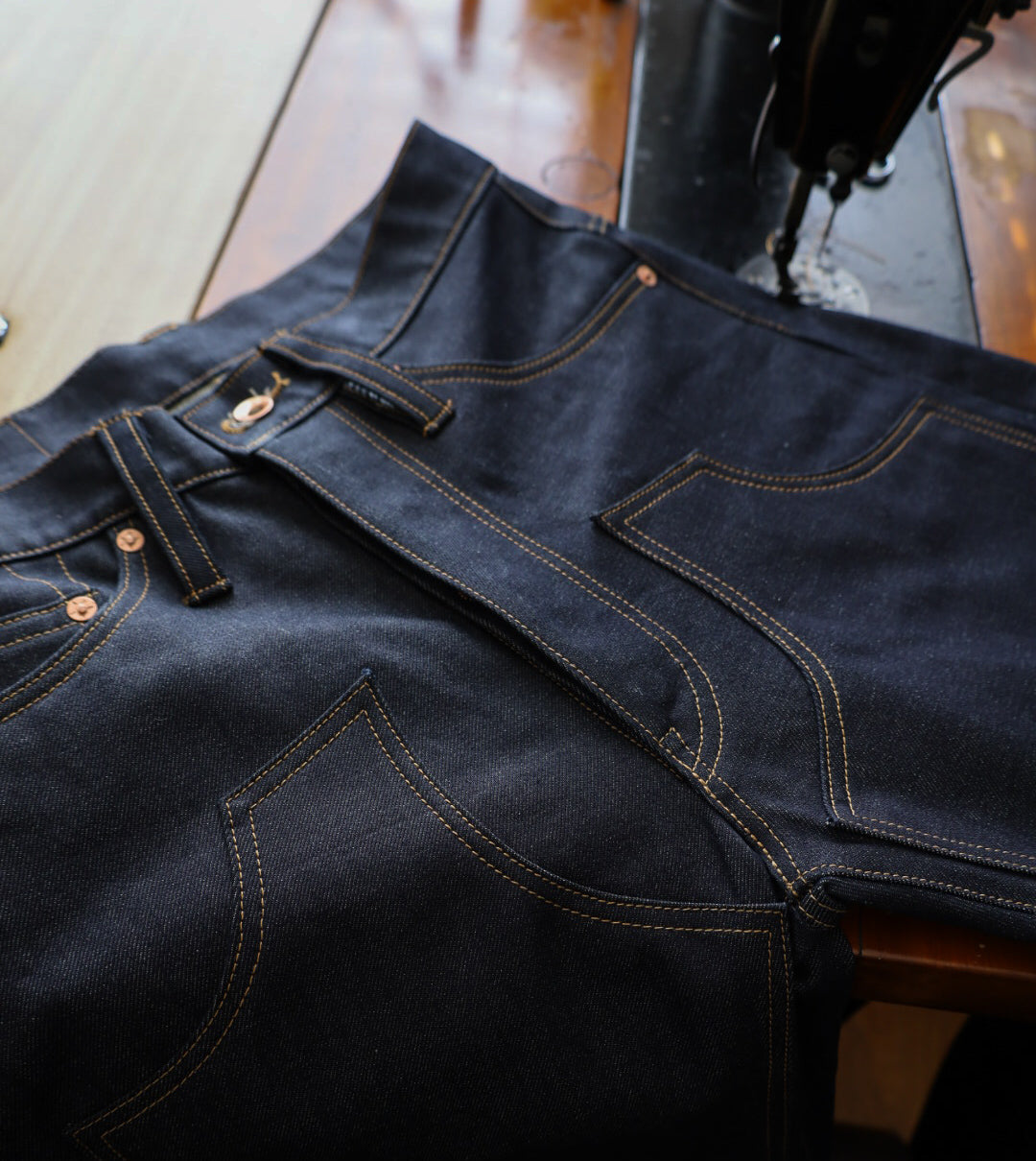 14oz Dark Indigo Double Knee Jeans - Relaxed Straight