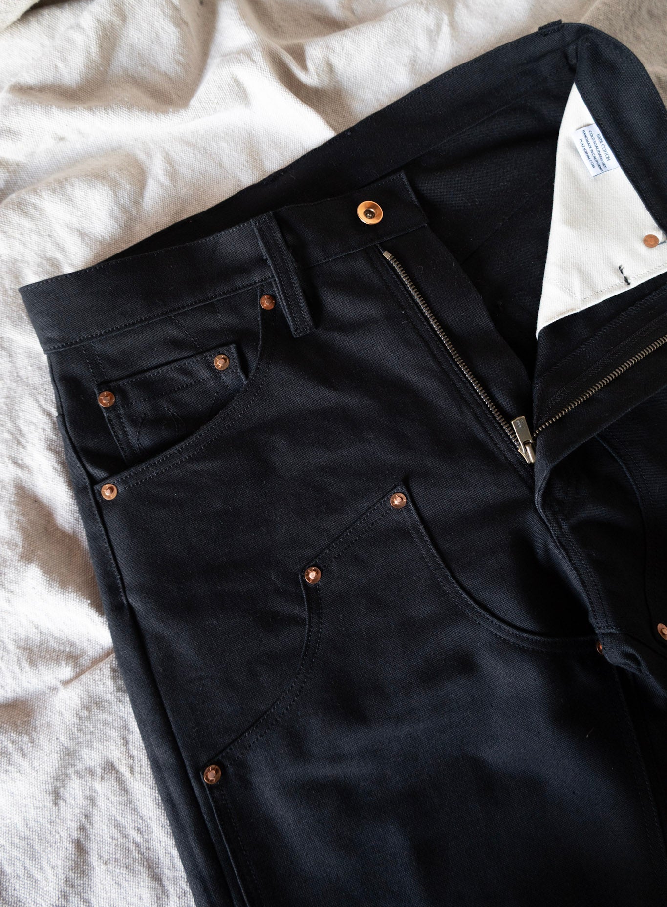 13oz Black Cotton Duck Canvas Double Knee - Wide Straight Fit
