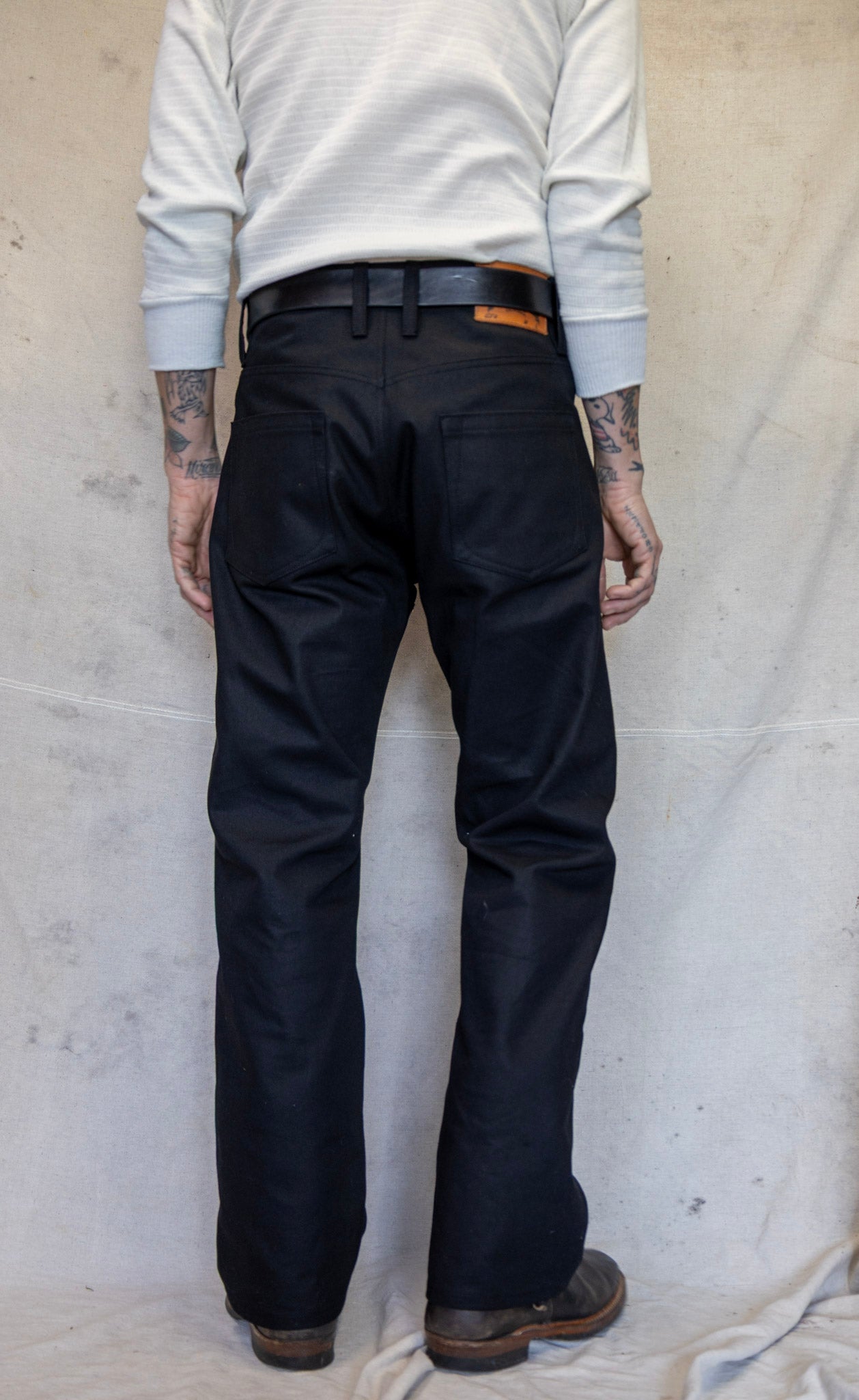 13oz Black Cotton Duck Canvas Double Knee - Wide Straight Fit